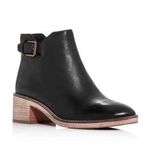 Cole Haan Harrington Block-Heel Booties Ankle Boots  7 Leather Black Brown heel
